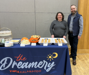 Robyn and Bill Schultz, of Schultz Fruitridge Farms in Mattawan, participate in a press conference